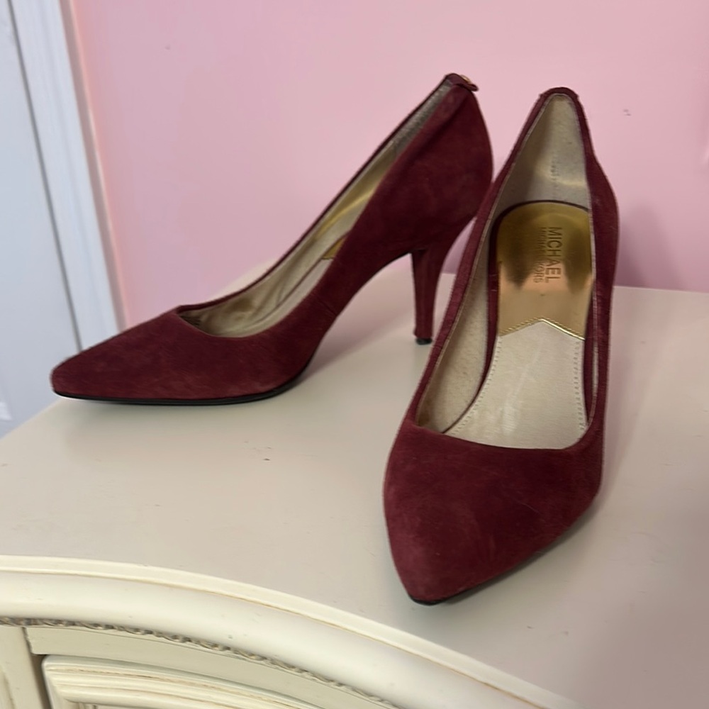 Michael Kors Red Velvet Heels Classic Pointed Toe